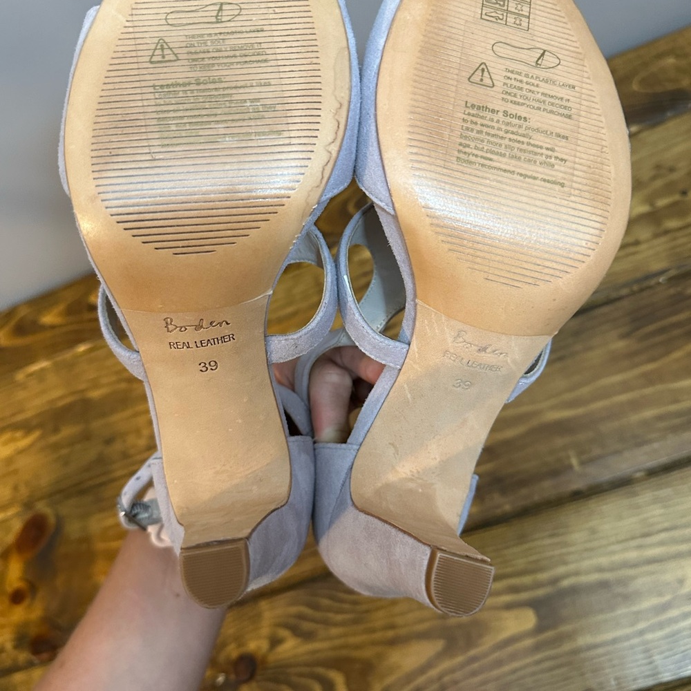 Boden Eva lavender suede leather heeled peep toe cutout shoe EU 39 - Picture 10 of 11